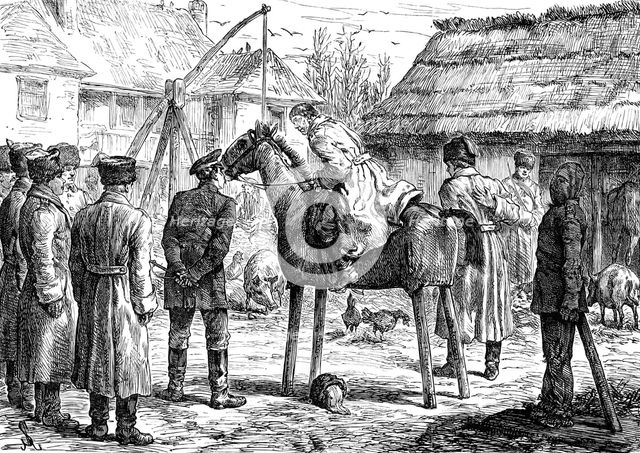 Russian Sketches: teaching Cossacks to ride, 1880. Creator: Unknown.