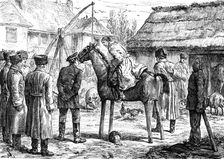 Russian Sketches: teaching Cossacks to ride, 1880. Creator: Unknown