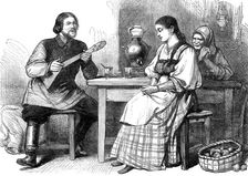 Russian Sketches: a Moujik's courtship, 1880. Creator: Unknown