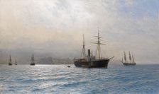Russian Ship at the entrance to the Bosphorus strait, after the Russo-Turkish war of 1877–1878. Artist: Lagorio, Lev Felixovich (1827-1905)