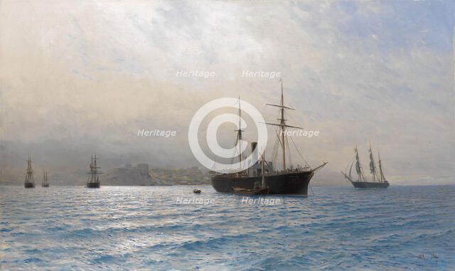 Russian Ship at the entrance to the Bosphorus strait, after the Russo-Turkish war of 1877–1878. Artist: Lagorio, Lev Felixovich (1827-1905)