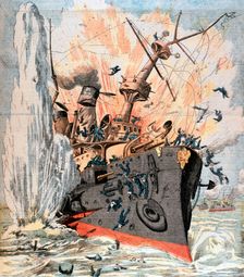 Russian ship sunk by Japanese torpedo, Russo-Japanese War, 1904