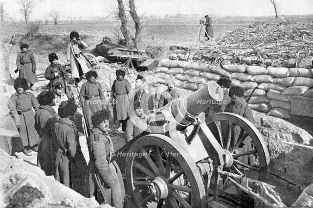 Russian six inch howitzer battery, Russo-Japanese War, 1904-5. Artist: Unknown