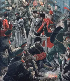 Russian soldiers celebrating Christmas, Russo-Japanese War, 1904-5