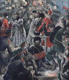 Russian soldiers celebrating Christmas, Russo-Japanese War, 1904-5