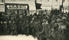 Russian soldiers in Petrograd, First World War, 1917, (c1920). Creator: Unknown
