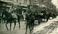 Russian supply column at Przemysl, March 1915, (c1920). Creator: Unknown