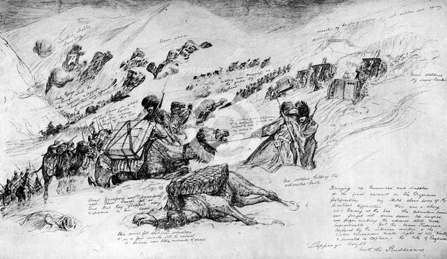 Russians bringing up guns and ammunition for the assault at Erzrum, 1916, (c1920). Artist: Stuff