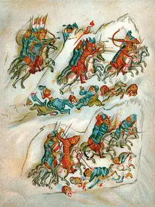 Russians routing Bulgarians in a cavalry skirmish