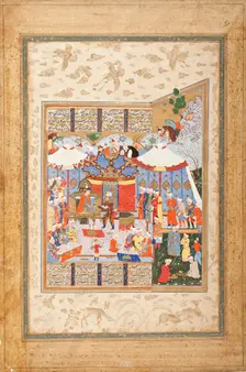 Rustam Approaching the Tents of King Kubad..., between 1550 and 1575. Creators: Unknown, Ferdowsi