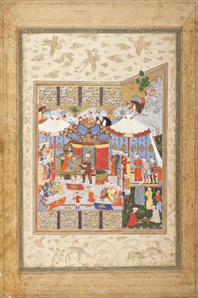 Rustam Approaching the Tents of King Kubad..., between 1550 and 1575. Creators: Unknown, Ferdowsi