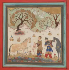 Rustam Captures Rakhsh, Folio from a Shahnama (Book of Kings), mid-15th century. Creator: Unknown