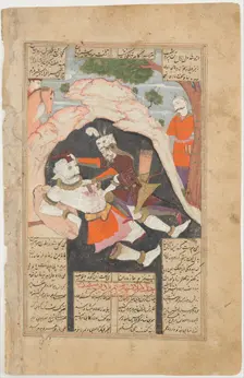 Rustam's Seventh Course: He Kills the White Div, Folio from a Shahnama..., 1666-67. Creator: Mu'in Musavvir