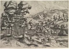 Rustic Market (Nundinae Rusticorum) from The Large Landscapes, ca. 1555-56. Creators: Johannes van Doetecum I, Lucas van Doetecum