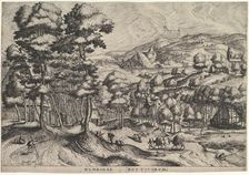 Rustic Market (Nundinae Rusticorum) from The Large Landscapes, ca. 1555-56. Creators: Johannes van Doetecum I, Lucas van Doetecum