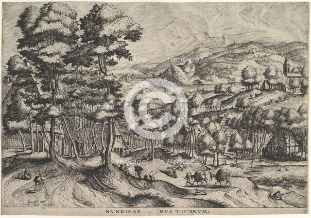 Rustic Market (Nundinae Rusticorum) from The Large Landscapes, ca. 1555-56. Creators: Johannes van Doetecum I, Lucas van Doetecum.