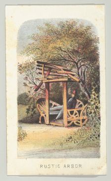 Rustic Arbor, from the series, Views in Central Park, New York, Part 2, 1864. Creator: Louis Prang