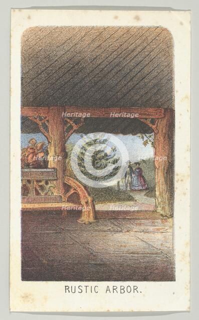 Rustic Arbor, from the series, Views in Central Park, New York, Part 3, 1864. Creator: Louis Prang.