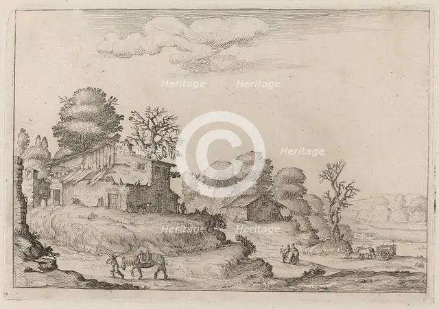 Rustic Landscape with Peasants and Horses, 1638. Creator: Ercole Bazicaluva.