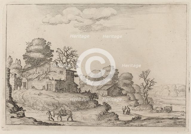 Rustic Landscape with Peasants and Horses, 1638. Creator: Ercole Bazicaluva.