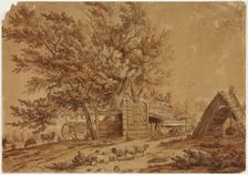 Rustic Scene with Sheep, Sheds, and Spreading Trees, n.d. Creator: Jan van der Meer