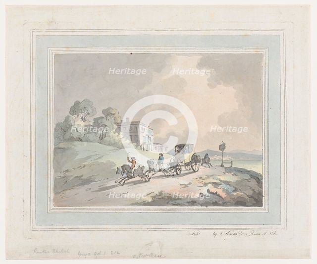 Rustic Sketch, or A Post Chaise (Travelling), 1785-99., 1785-99. Creator: Thomas Rowlandson.
