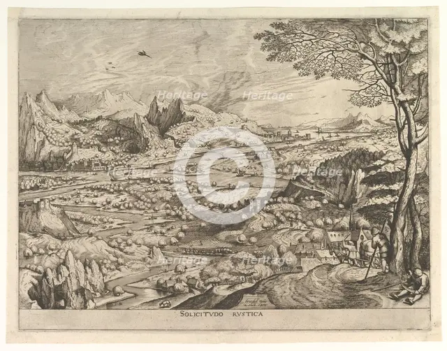 Rustic Solicitude (Solicitudo rustica) from The Large Landscapes, ca. 1555-56. Creator: Johannes van Doetecum I.