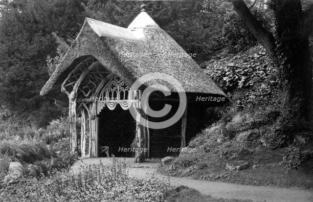 Rustic thatched summerhouse, Belvoir, Leicestershire, c1900. Artist: Farnham Maxwell Lyte