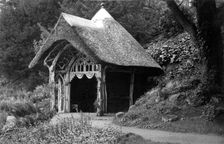Rustic thatched summerhouse, Belvoir, Leicestershire, c1900. Artist: Farnham Maxwell Lyte