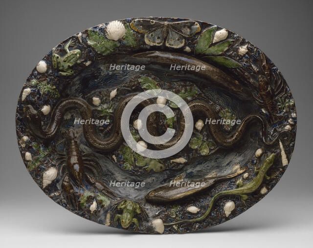 Rustic Ware: Dish with Animal and Plant Ornaments, Second half of the16th cen. Artist: Palissy, Bernard (1510-1589/90)