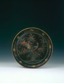 Ryukyu lacquer plate, Japan, 1700-1730. Creator: Unknown