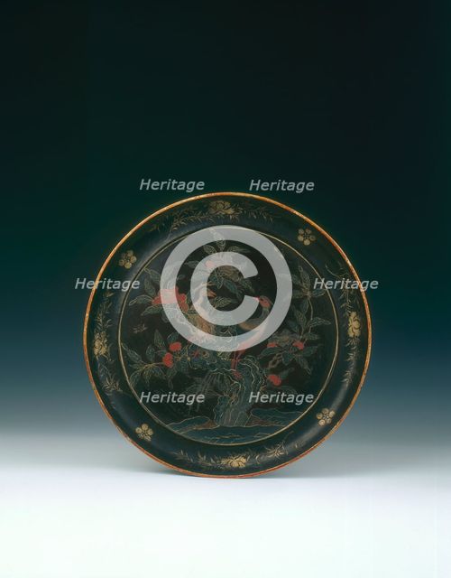Ryukyu lacquer plate, Japan, 1700-1730. Creator: Unknown.