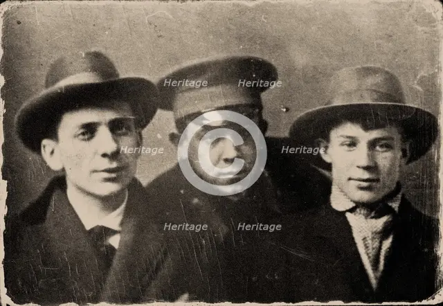 Ryurik Ivnev, Vladimir Chernyavsky and Sergei Yesenin. St. Petersburg, 1915. Creator: Anonymous.