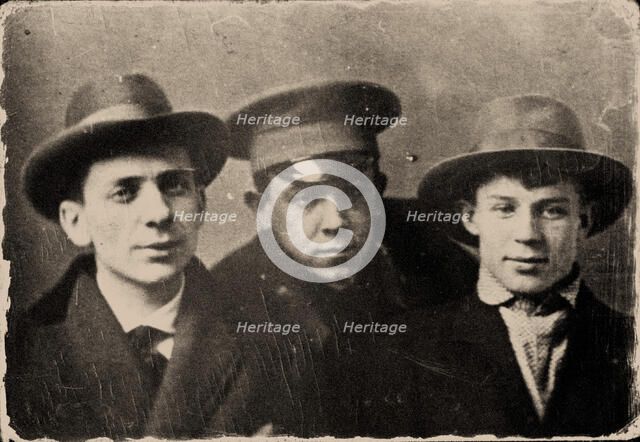 Ryurik Ivnev, Vladimir Chernyavsky and Sergei Yesenin. St. Petersburg, 1915. Creator: Anonymous.