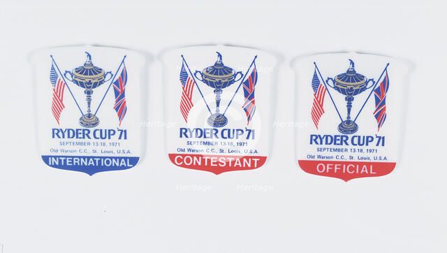 Ryder Cup badges, 1971. Artist: Unknown