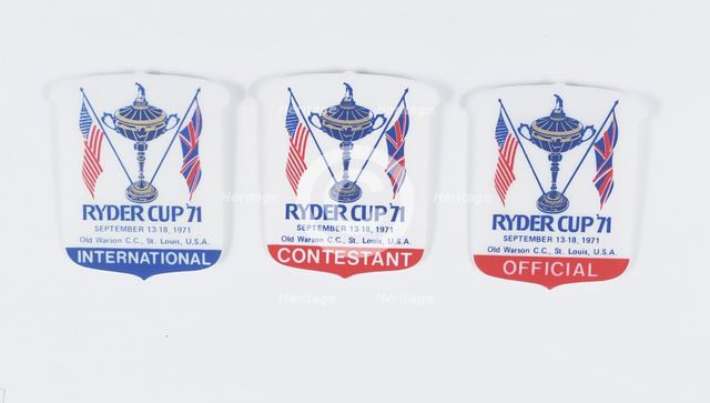 Ryder Cup badges, 1971. Creator: Unknown.