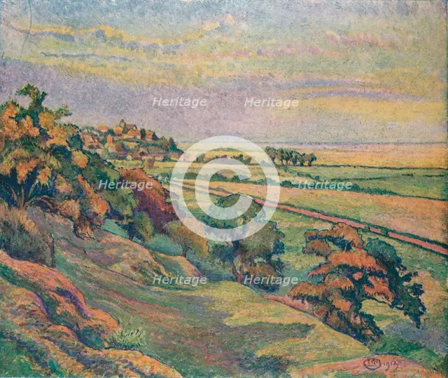 'Rye from Cadborough, Sunset', 1913. Artist: Lucien Pissaro.
