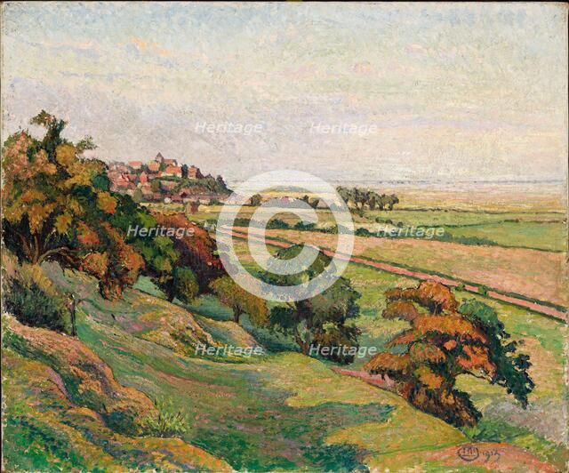 Rye from Cadborough, Sunset, 1913. Creator: Lucien Pissarro.
