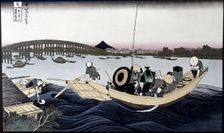 Ryogoku Bashi painting from the series 36 Views of Mount Fugi 1834. Creator: Hokusai, Katsushika (1760 - 1849)