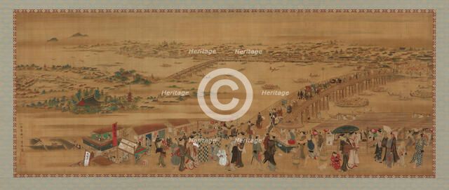 Ryogoku Bridge, Edo period, early 19th century. Creator: Utagawa Toyoharu.