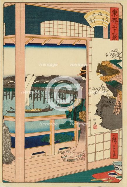 Ryogoku Bridge, from the series "Thirty-six Views of the Eastern Capital", 1862. Creator: Utagawa Hiroshige II.