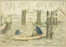 Ryogoku Bridge, from vol. 1 of the illustrated book "Fine Views of the Eastern Capital at a..., 1800 Creator: Hokusai