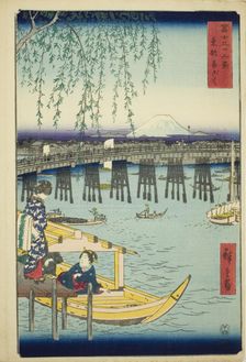 Ryogoku Bridge in the Eastern Capital (Toto Ryogoku), from the series "Thirty-six Views..., 1858. Creator: Ando Hiroshige