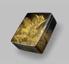 Ryoshibako, or paper box, with maple trees and waterfall, c1900. Artist: Koshichi Tomita