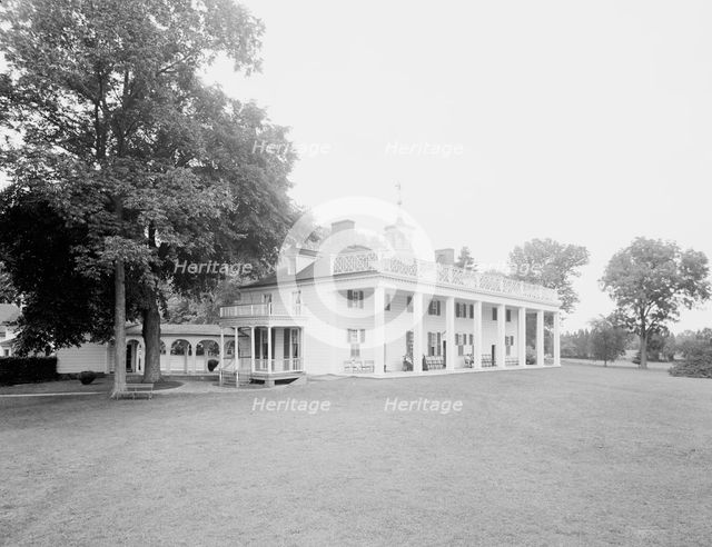 S.W. [i.e. Southwest] view of the mansion at Mt. Vernon, c.between 1910 and 1920. Creator: Unknown.