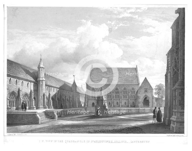 'S.W. View in the Quadrangle of St. Augustine's College, Canterbury', c1847. Creator: George Hawkins.