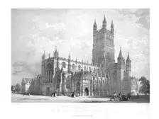 S.W. View of Gloucester Cathedral c1842. Creator: George Hawkins