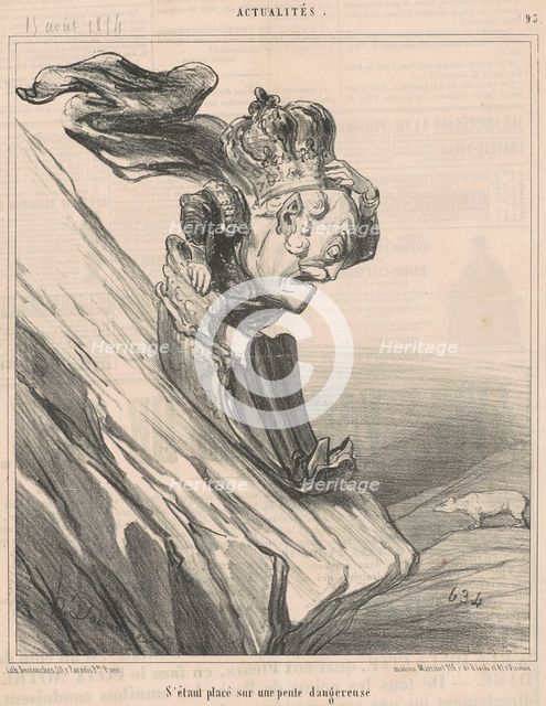 S'étant placé sur une pente dangereuse, 19th century. Creator: Honore Daumier.