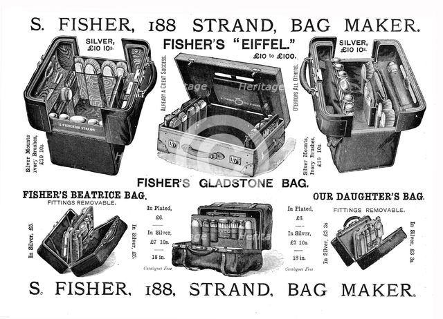 ''S Fisher, 188 Strand, Bag Maker', 1891.