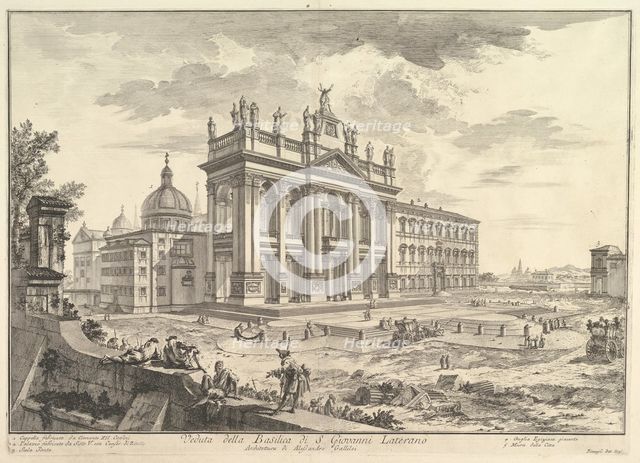 S. Giovanni in Laterano, main façade, with Palace and Scala Santa on the right (Veduta..., ca. 1749. Creator: Giovanni Battista Piranesi.